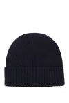 Rib-knit virgin-wool beanie with logo plaque