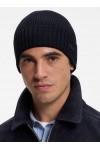 Rib-knit virgin-wool beanie with logo plaque