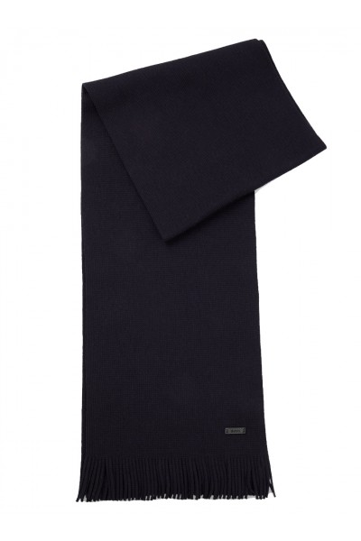Knitted scarf in virgin wool with logo detail