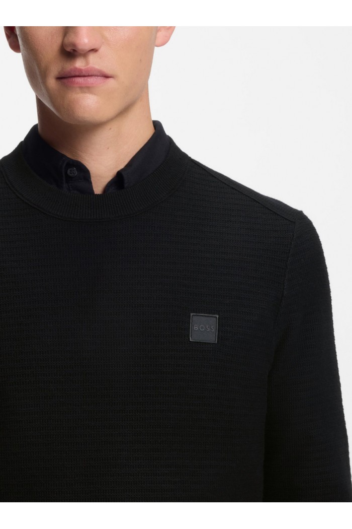 Cotton-piqué sweater with logo patch Cotton-piqué sweater with logo patch