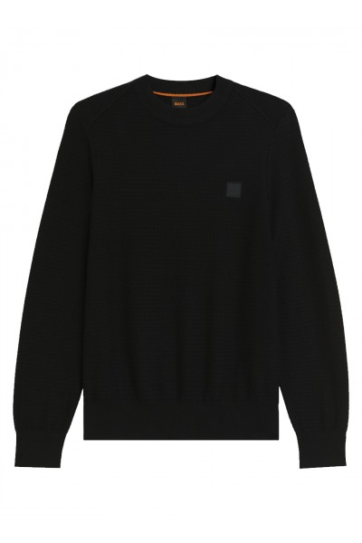 Cotton-piqué sweater with logo patch