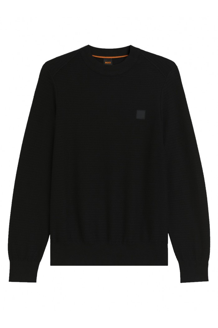 Cotton-piqué sweater with logo patch Cotton-piqué sweater with logo patch