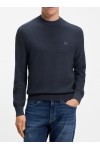Cotton-piqué sweater with logo patch