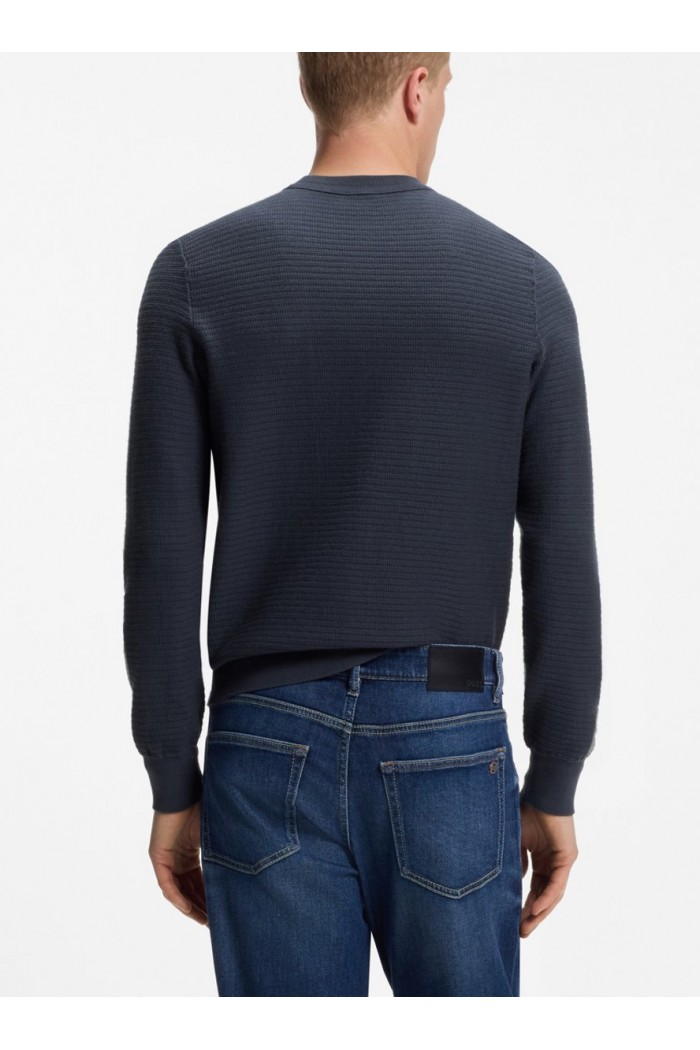 Cotton-piqué sweater with logo patch