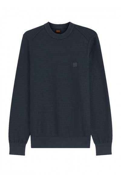 Cotton-piqué sweater with logo patch