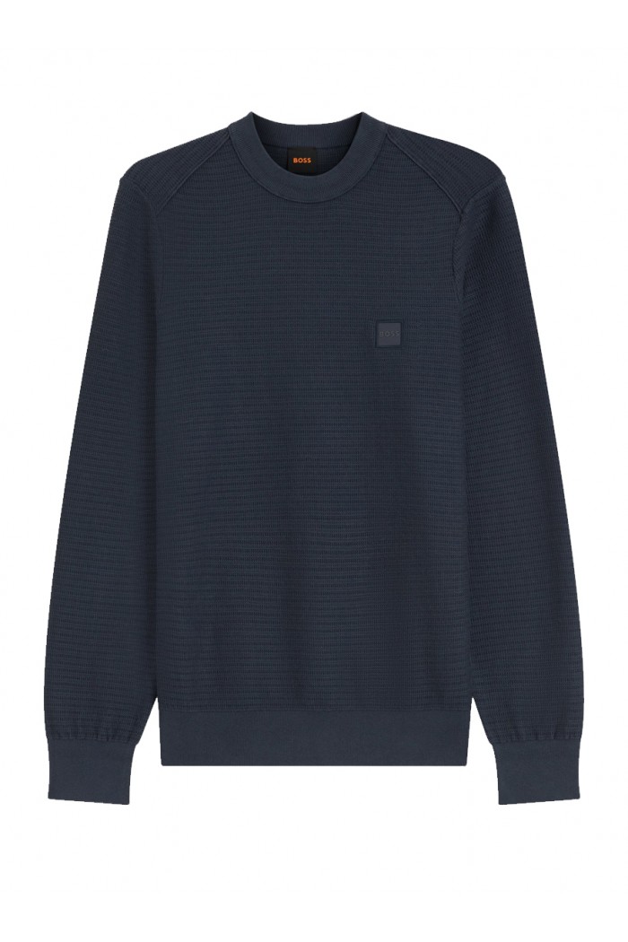Cotton-piqué sweater with logo patch