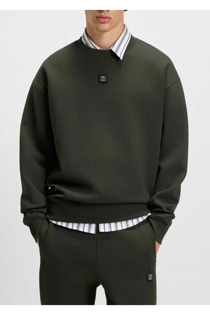 Cotton-blend sweatshirt with stacked-logo badge