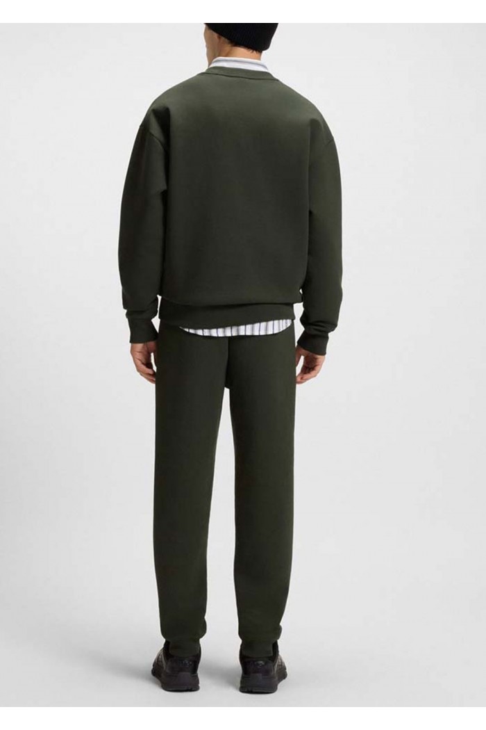 Cotton-blend sweatshirt with stacked-logo badge