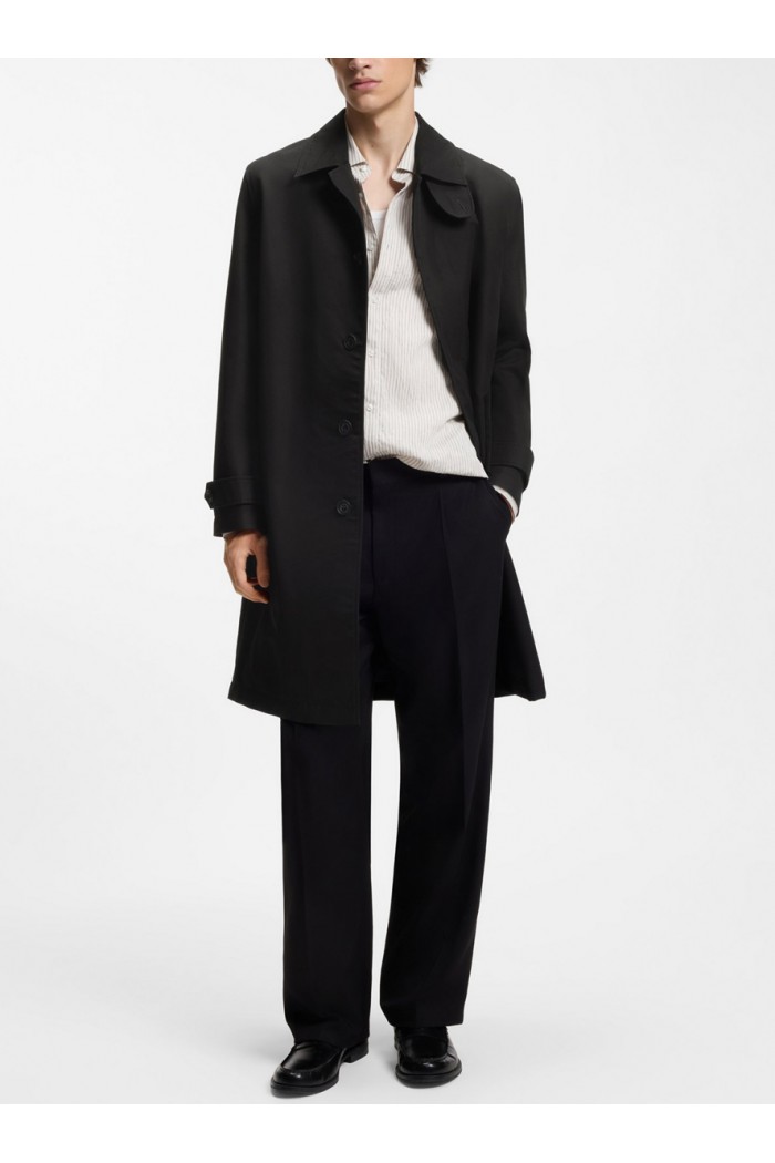 Water-repellent coat in cotton-blend twill