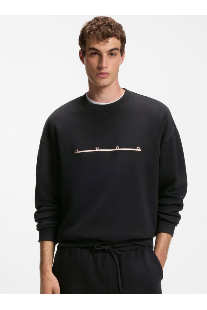 Cotton sweatshirt with spaced-out logo print