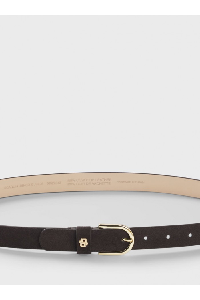 Suede belt with gold-tone Double B monogram