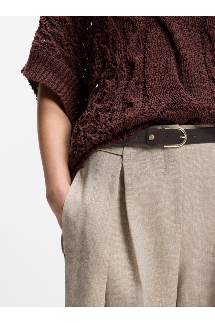 Suede belt with gold-tone Double B monogram