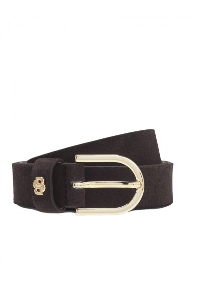 Suede belt with gold-tone Double B monogram
