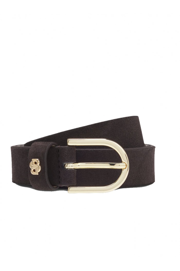 Suede belt with gold-tone Double B monogram