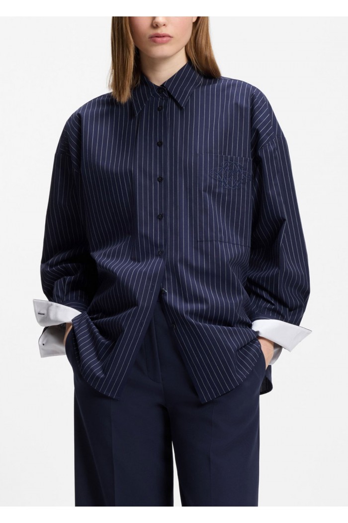 Regular-fit blouse in pinstripe cotton poplin Regular-fit blouse in pinstripe cotton poplin