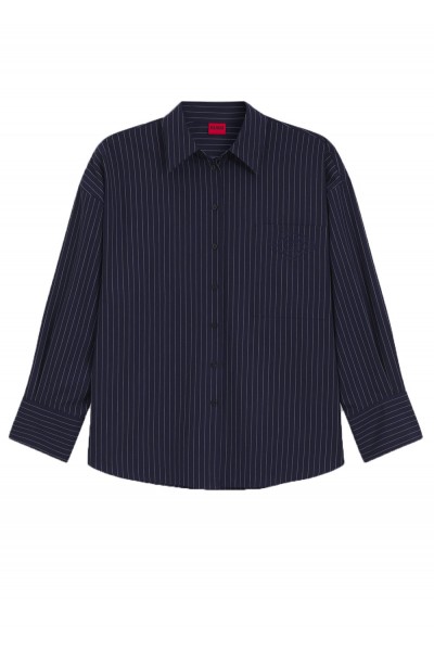 Regular-fit blouse in pinstripe cotton poplin