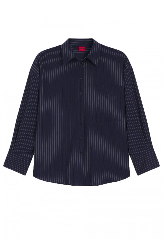 Regular-fit blouse in pinstripe cotton poplin Regular-fit blouse in pinstripe cotton poplin