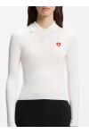 Slim-fit sweater in ribbed crepe with polo collar