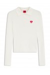 Slim-fit sweater in ribbed crepe with polo collar