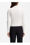 Slim-fit sweater in ribbed crepe with polo collar