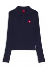 Slim-fit sweater in ribbed crepe with polo collar
