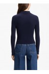 Slim-fit sweater in ribbed crepe with polo collar