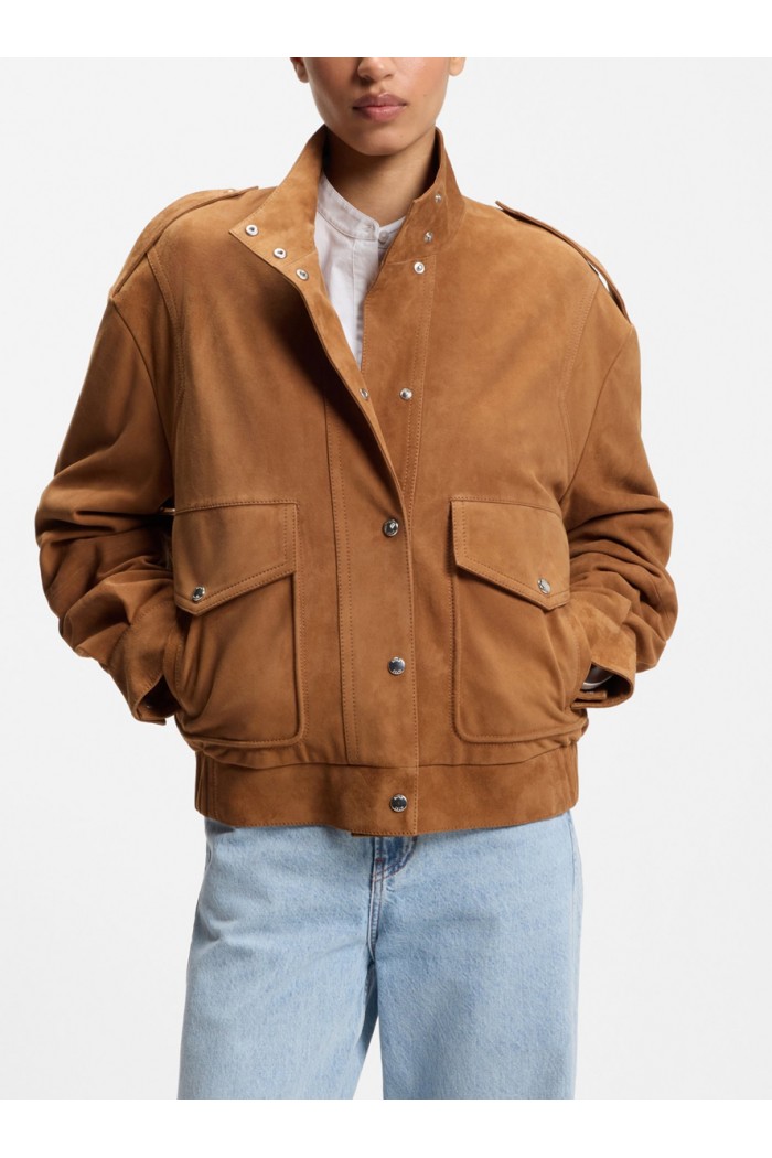 Suede jacket with blouson styling