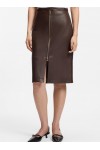Leather midi skirt with a distressed finish Leather midi skirt with a distressed finish