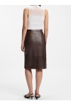 Leather midi skirt with a distressed finish Leather midi skirt with a distressed finish