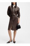 Leather midi skirt with a distressed finish Leather midi skirt with a distressed finish