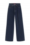 Wide-leg jeans in blue denim with front pleats Wide-leg jeans in blue denim with front pleats