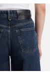 Wide-leg jeans in blue denim with front pleats Wide-leg jeans in blue denim with front pleats
