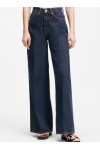 Wide-leg jeans in blue denim with front pleats Wide-leg jeans in blue denim with front pleats
