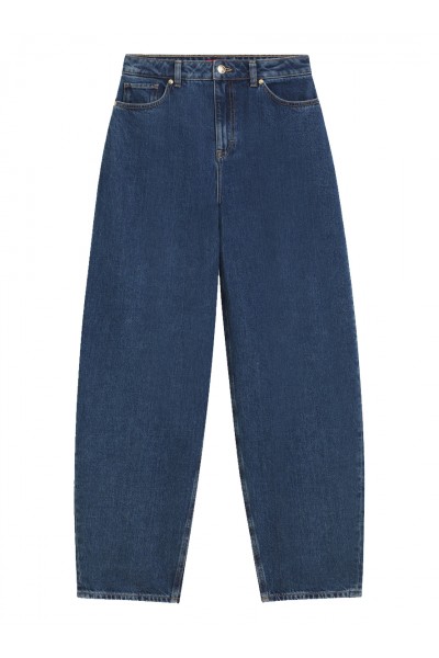 Barrel-leg jeans in blue Japanese denim