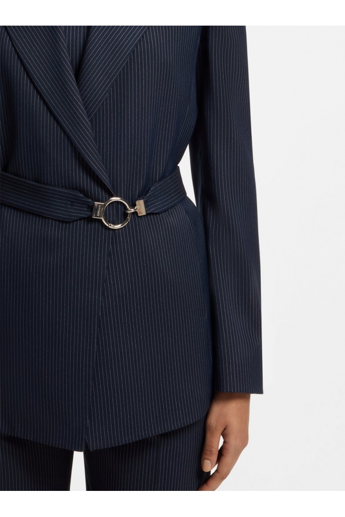 Regular-fit blazer with buckled belt