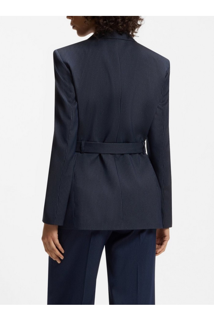 Regular-fit blazer with buckled belt