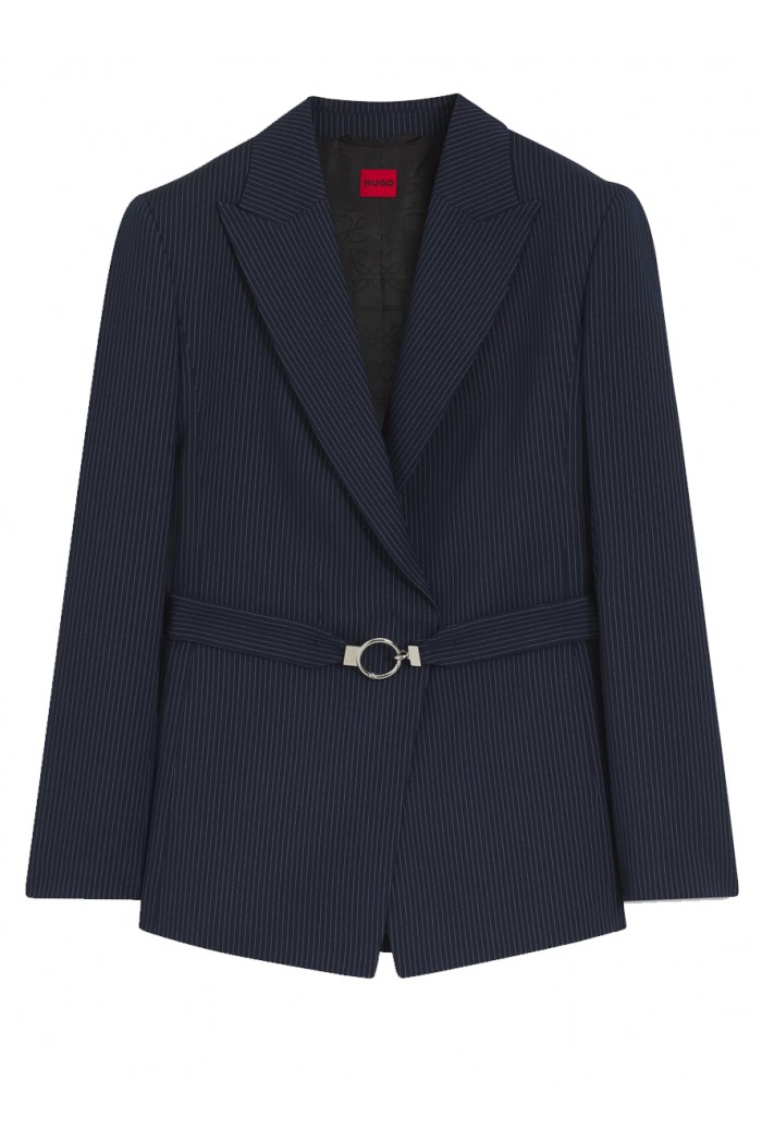 Regular-fit blazer with buckled belt
