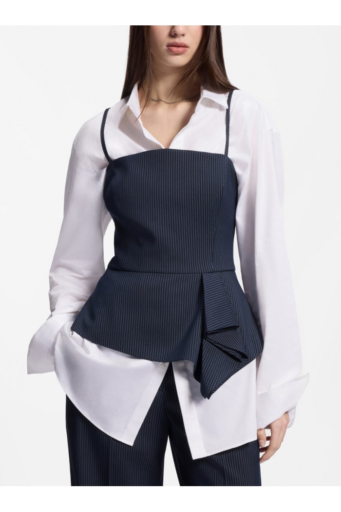 Pinstripe top with peplum hem Pinstripe top with peplum hem
