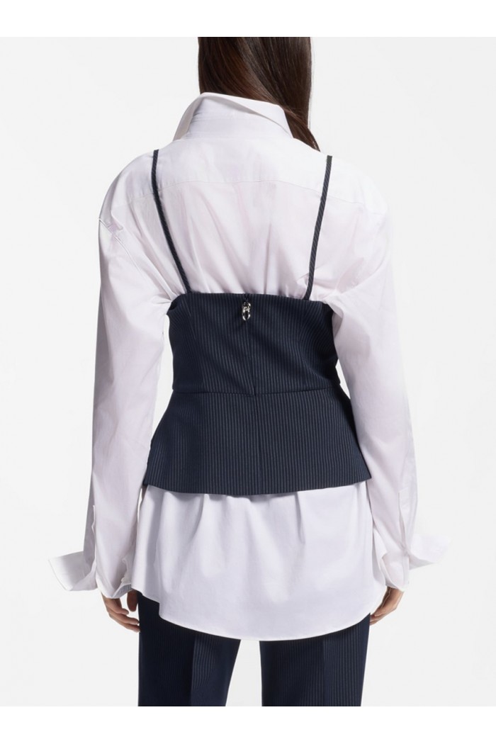 Pinstripe top with peplum hem Pinstripe top with peplum hem