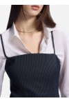 Pinstripe top with peplum hem Pinstripe top with peplum hem
