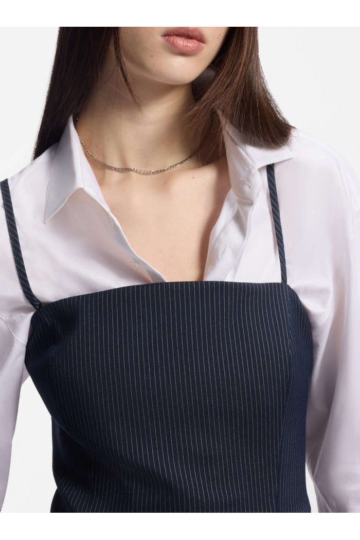 Pinstripe top with peplum hem Pinstripe top with peplum hem