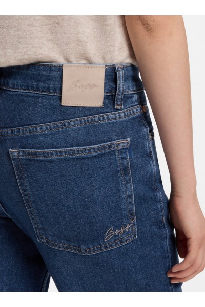 Flared-fit jeans in dark-blue stretch denim