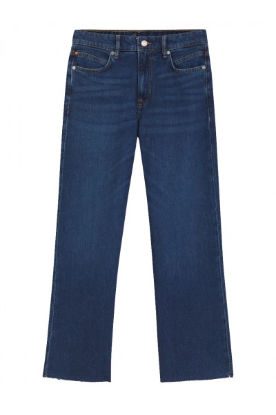 Flared-fit jeans in dark-blue stretch denim