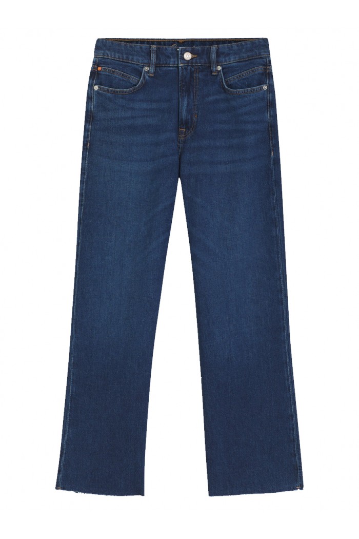Flared-fit jeans in dark-blue stretch denim