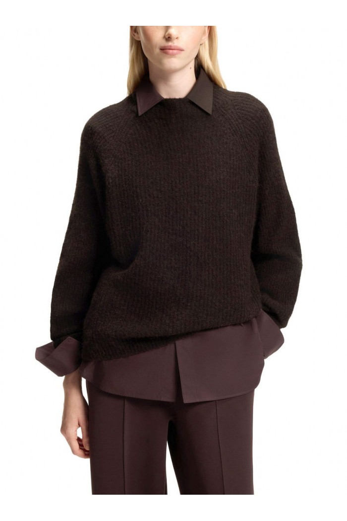 Alpaca-blend sweater with mock neckline