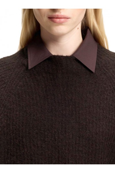 Alpaca-blend sweater with mock neckline