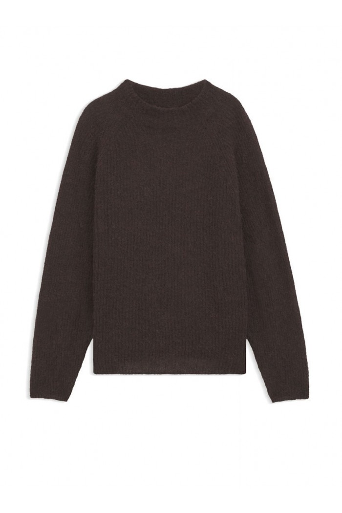 Alpaca-blend sweater with mock neckline