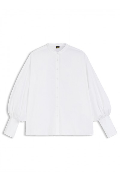 Regular-fit cotton-poplin shirt with kimono sleeves