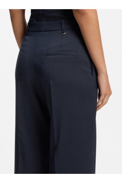 Regular-fit wide-leg trousers in pinstripe stretch fabric