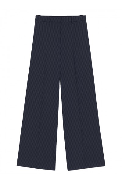Regular-fit wide-leg trousers in pinstripe stretch fabric